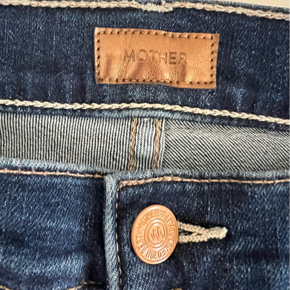 Mother Jeans Insider Crop Step Fray Size 28 Teaming Up Wash Blue Denim Premium - Picture 6 of 12